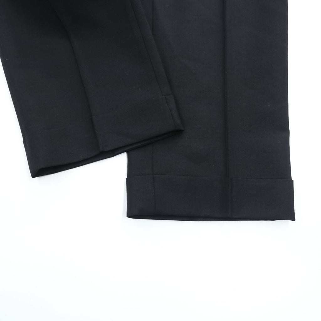 PRADA A8191 Mohair Wool Black Turn-Up Cuff Trousers Size 50 Made in Italy