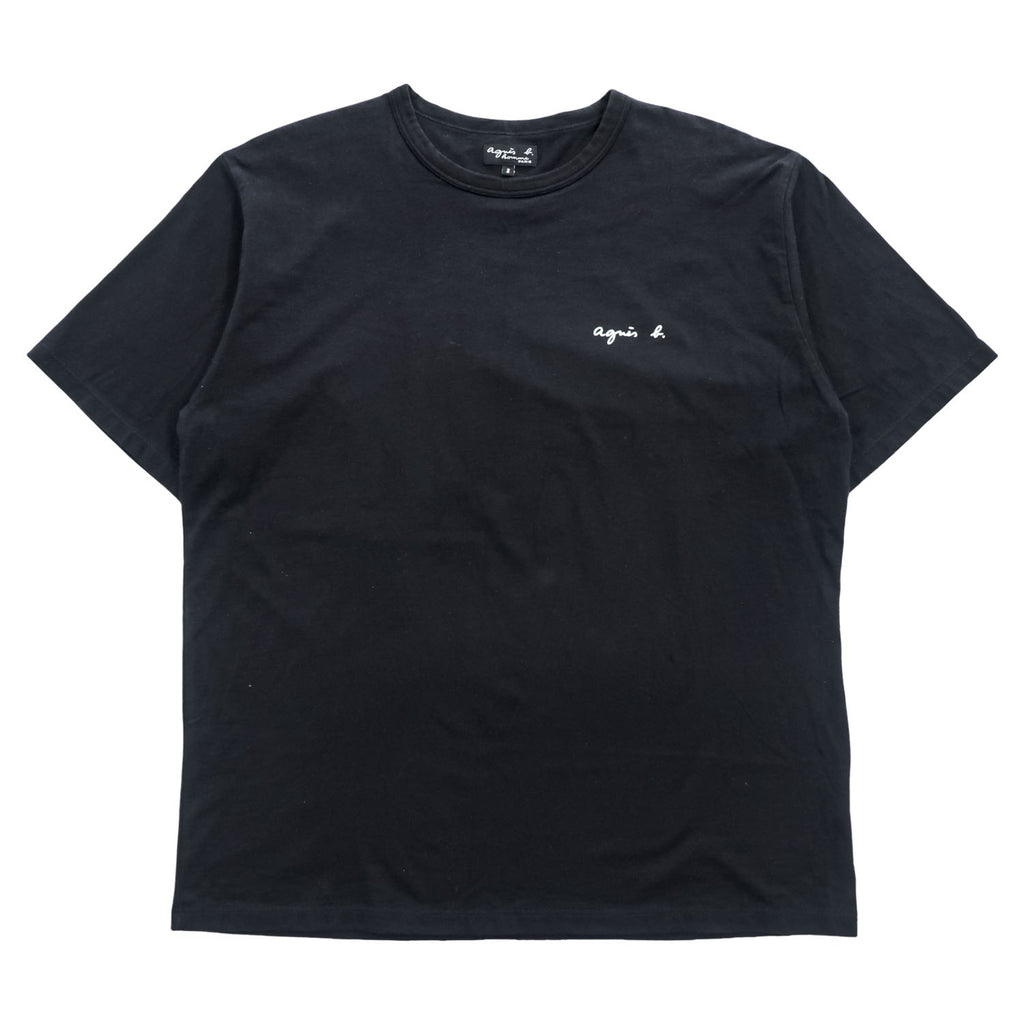 agnes b. T-Shirt L Black with one-point logo EY16S179