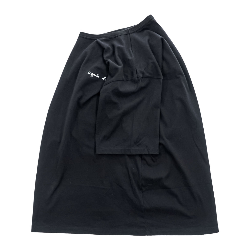 agnes b. T-Shirt L Black with one-point logo EY16S179