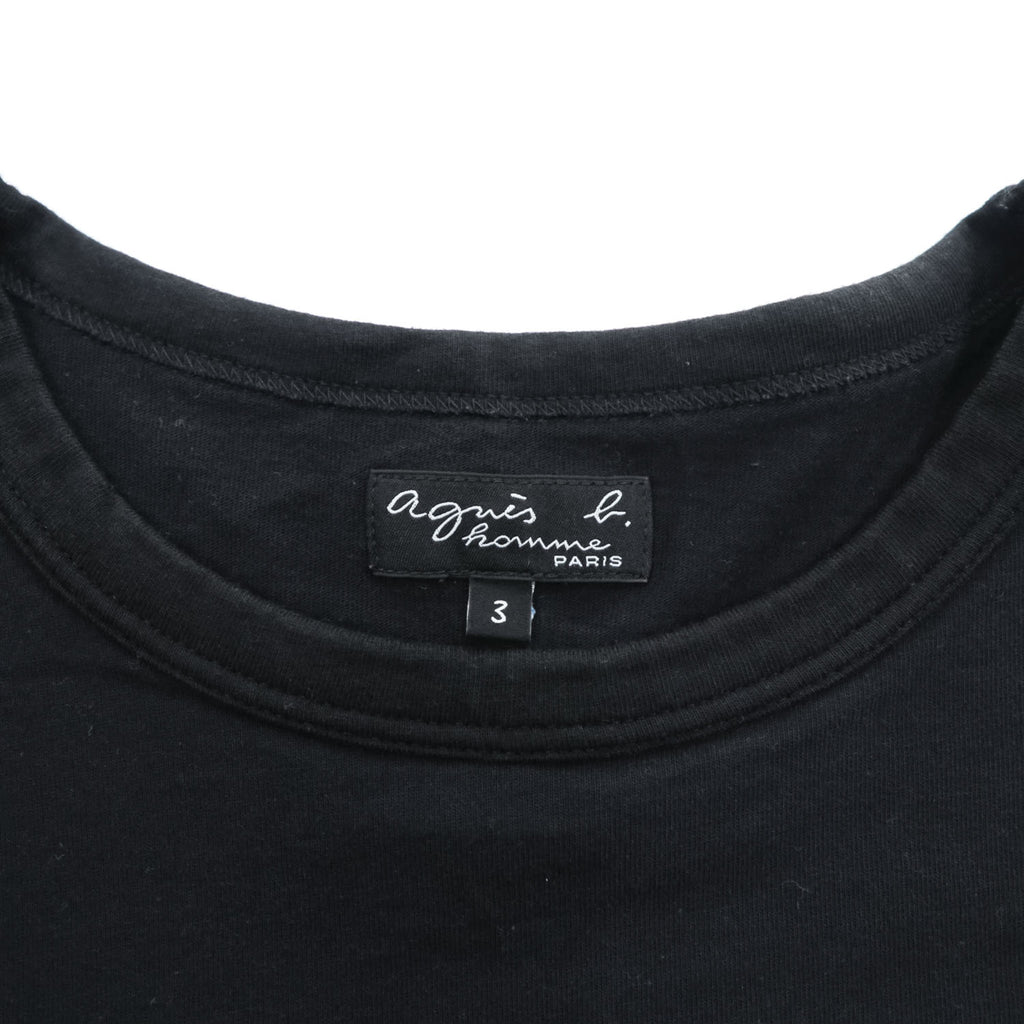 agnes b. T-Shirt L Black with one-point logo EY16S179
