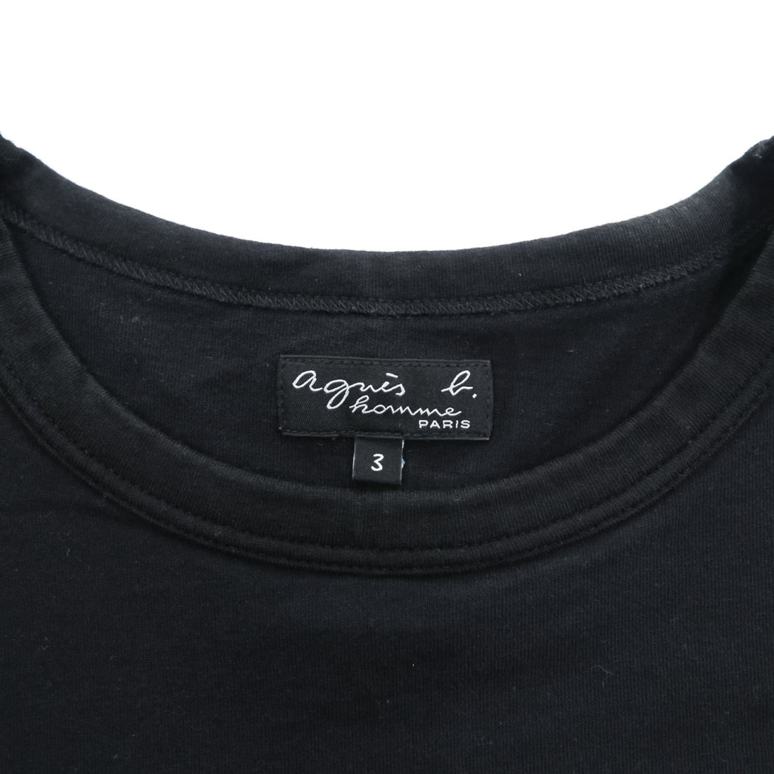 agnes b. T-Shirt L Black with one-point logo EY16S179