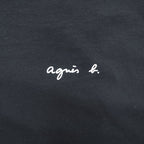 agnes b. T-Shirt L Black with one-point logo EY16S179