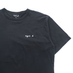 agnes b. T-Shirt L Black with one-point logo EY16S179