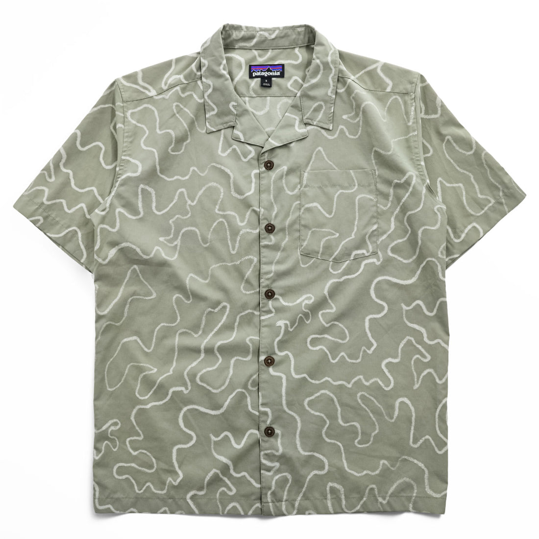 Patagonia Spring 2020 Patterned Short Sleeve Open Collar Shirt STY86205 Size S Sage Green