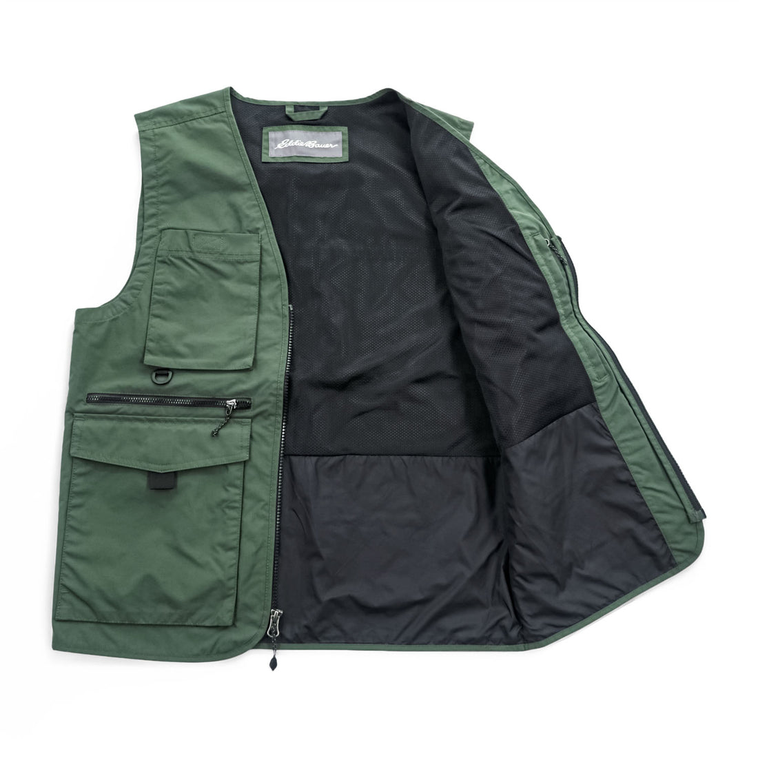 Eddie Bauer ナイロン マルチポケット フィッシングベスト M カーキ グリーン メッシュ 11012343