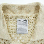 FACCIES 半袖 メッシュシャツ パッチワーク クロシェニット M ベージュ Re / C Mesh Pw Sh F23S07001 日本製 STUDIOUS取扱い