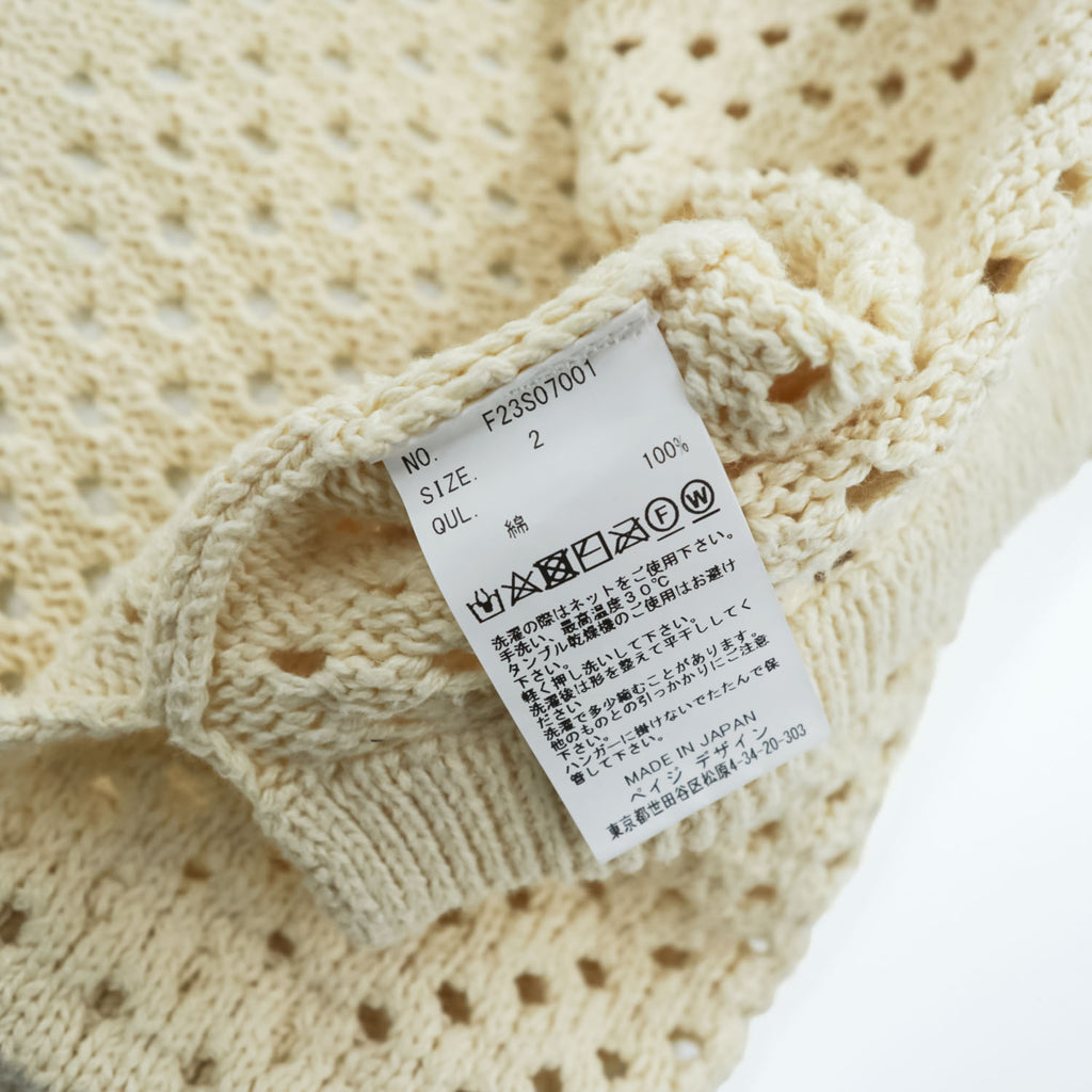 FACCIES 半袖 メッシュシャツ パッチワーク クロシェニット M ベージュ Re / C Mesh Pw Sh F23S07001 日本製 STUDIOUS取扱い