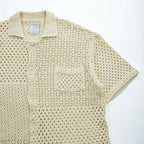 FACCIES 半袖 メッシュシャツ パッチワーク クロシェニット M ベージュ Re / C Mesh Pw Sh F23S07001 日本製 STUDIOUS取扱い