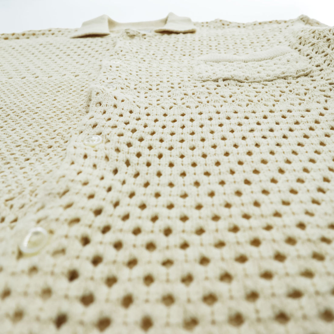 FACCIES 半袖 メッシュシャツ パッチワーク クロシェニット M ベージュ Re / C Mesh Pw Sh F23S07001 日本製 STUDIOUS取扱い