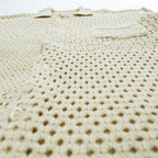 FACCIES 半袖 メッシュシャツ パッチワーク クロシェニット M ベージュ Re / C Mesh Pw Sh F23S07001 日本製 STUDIOUS取扱い