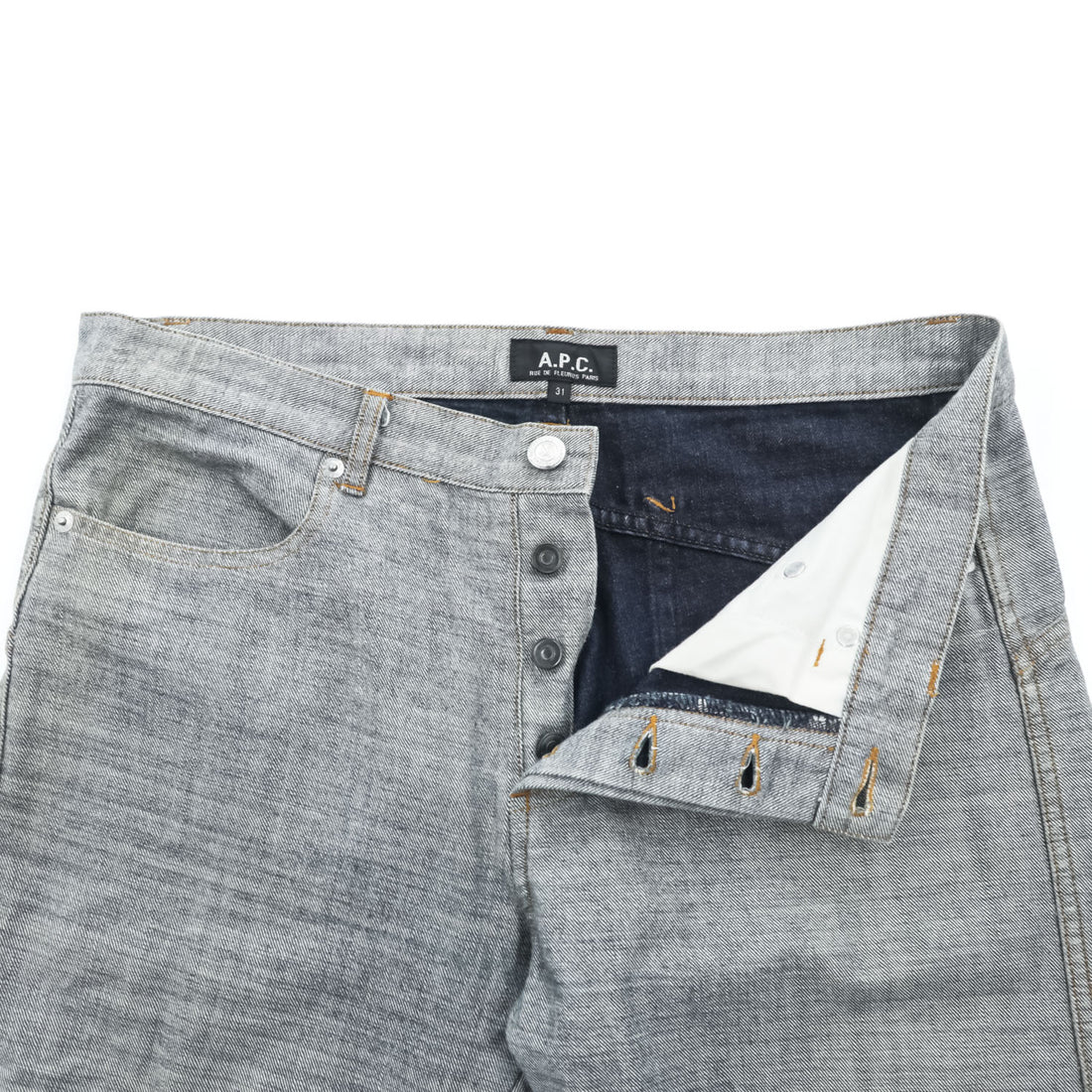 A.P.C. 日本製 デニムパンツ ジーンズ M グレー インサイドアウト ボタンフライ