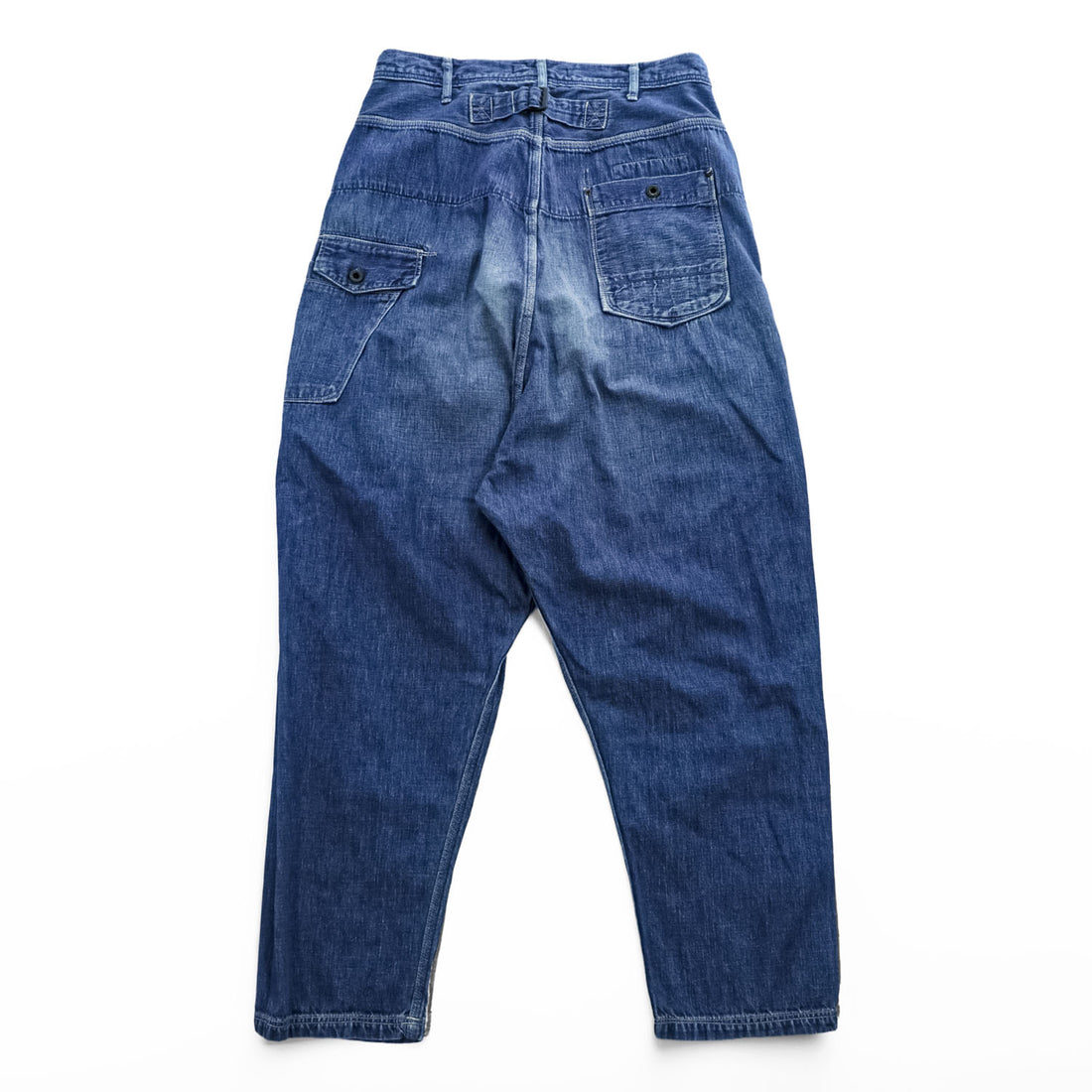 Johnbull 日本製 サルエル デニム カーゴパンツ M インディゴ ブルー シンチバック ボタンフライ