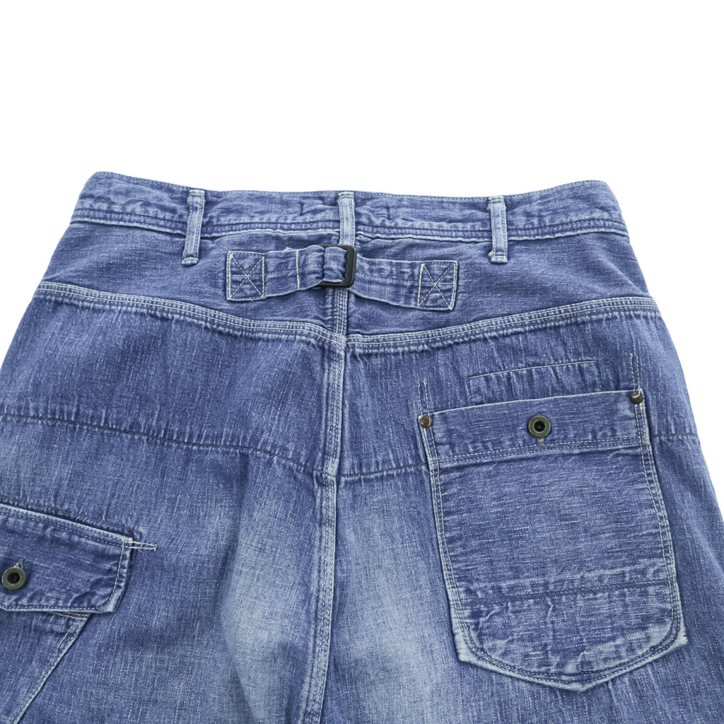 Johnbull 日本製 サルエル デニム カーゴパンツ M インディゴ ブルー シンチバック ボタンフライ