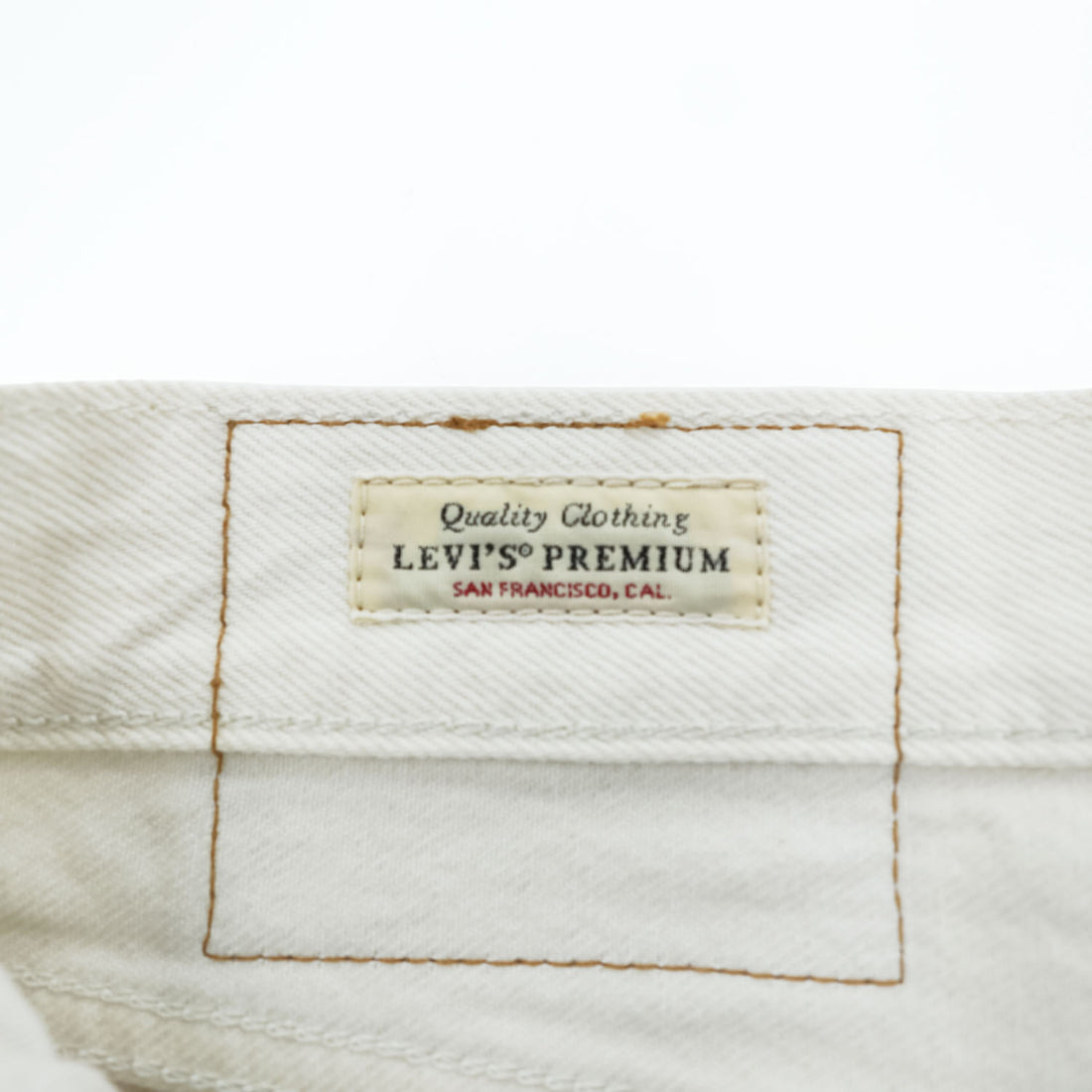 Levi's ビッグE ホワイト デニムパンツ ジーンズ L レザーパッチ ボタンフライ PREMIUM 00501-3279