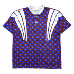 adidas originals Tシャツ 半袖 ゲームシャツ ジャージ 2XL ブルー 総柄 ビッグサイズ DANKETSU FRANCE RETRO JERSEY FM3922