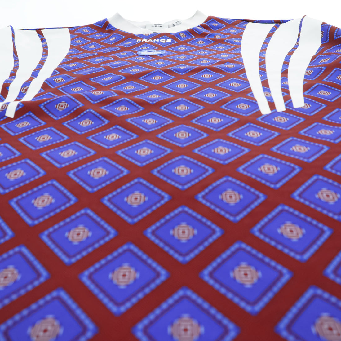 adidas originals Tシャツ 半袖 ゲームシャツ ジャージ 2XL ブルー 総柄 ビッグサイズ DANKETSU FRANCE RETRO JERSEY FM3922