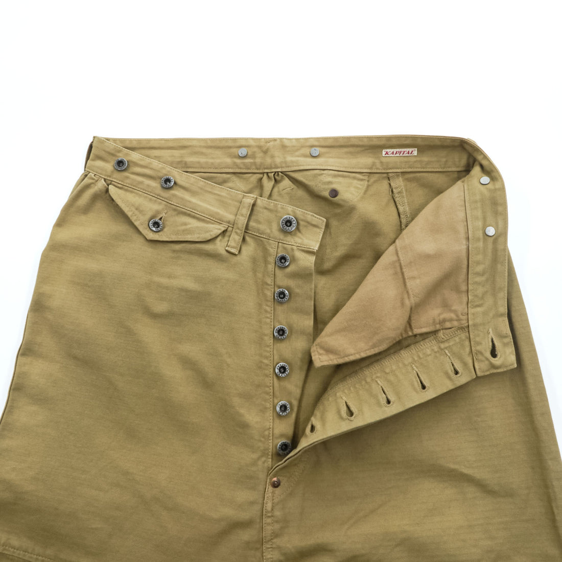 KAPITAL 日本製 ヘリンボーン サルエル ワークパンツ L ブラウン シンチバック ボタンフライ