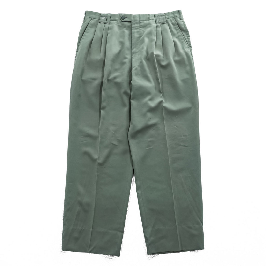 Vintage Balenciaga Sports Double-Pleated Wide Trousers Grayish Green Size 91 Made in Japan