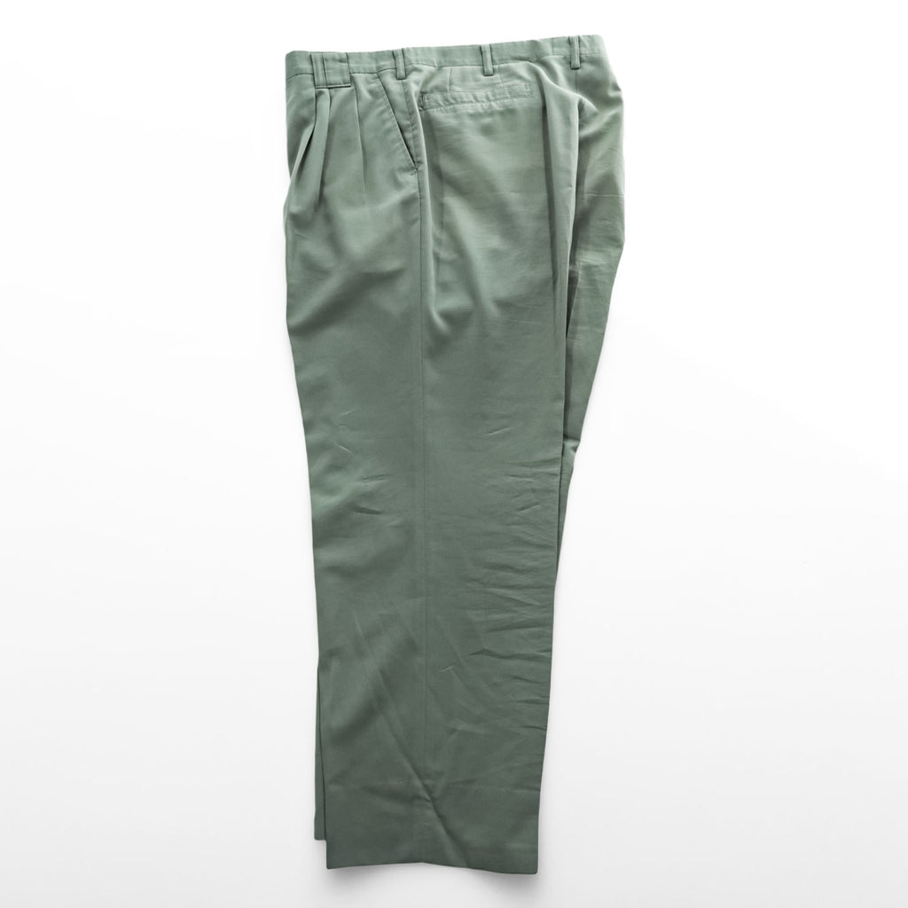 Vintage Balenciaga Sports Double-Pleated Wide Trousers Grayish Green Size 91 Made in Japan