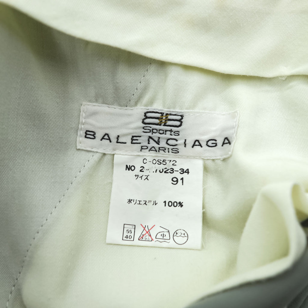 Vintage Balenciaga Sports Double-Pleated Wide Trousers Grayish Green Size 91 Made in Japan