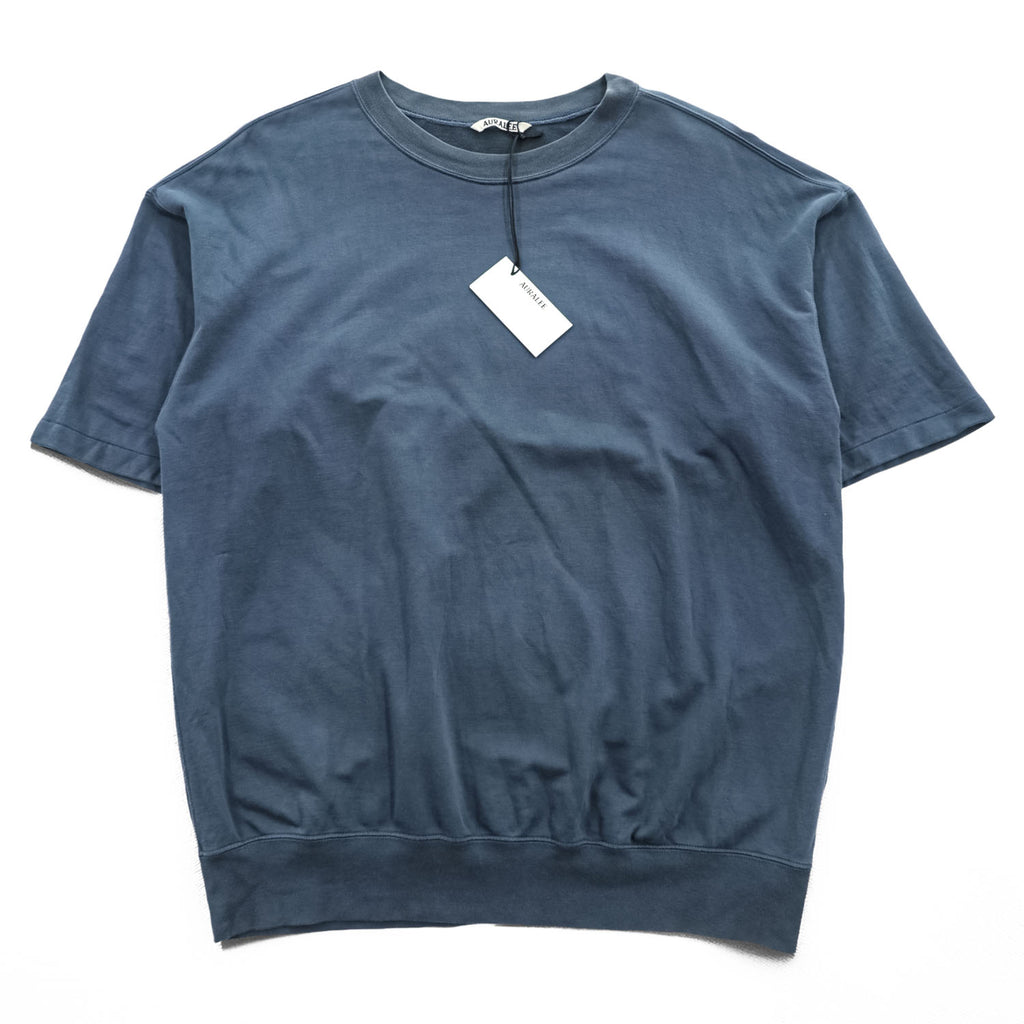 AURALEE 日本製 Tシャツ SUPER HIGH GAUGE NAPPED SWEAT TEE 半袖スウェット L ダークブルー シングルステッチ A21SP02NU 未使用品