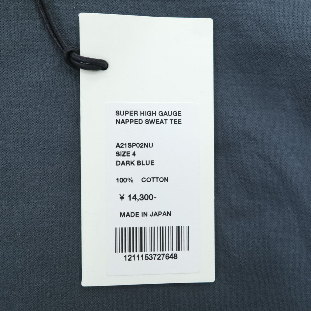 AURALEE 日本製 Tシャツ SUPER HIGH GAUGE NAPPED SWEAT TEE 半袖スウェット L ダークブルー シングルステッチ A21SP02NU 未使用品