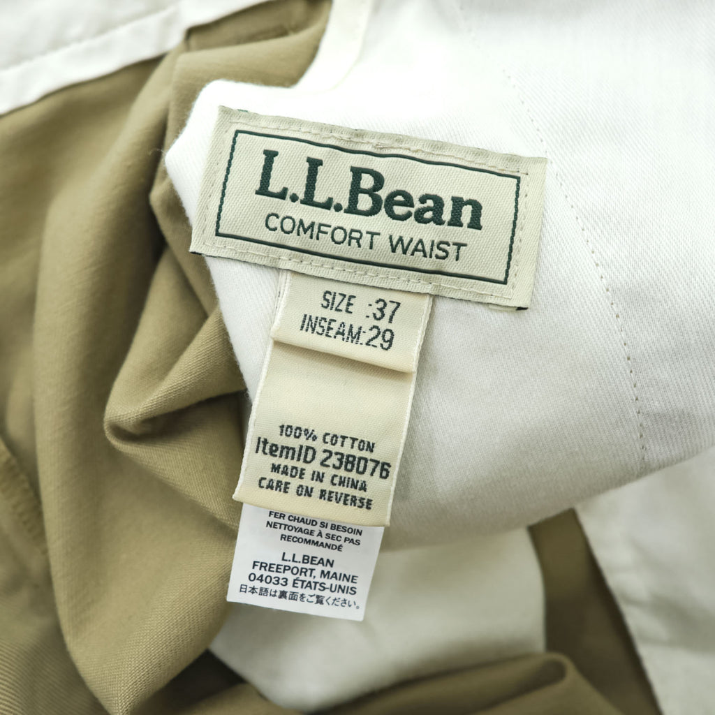 L.L.Bean Hidden Comfort Waist Double Pleated Khaki Chino Pants W37 L29 New with Tags