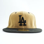 NEW ERA 59FIFTY ベースボールキャップ バイカラー MLB ロサンゼルス・ドジャース LA ブラウン ブラック