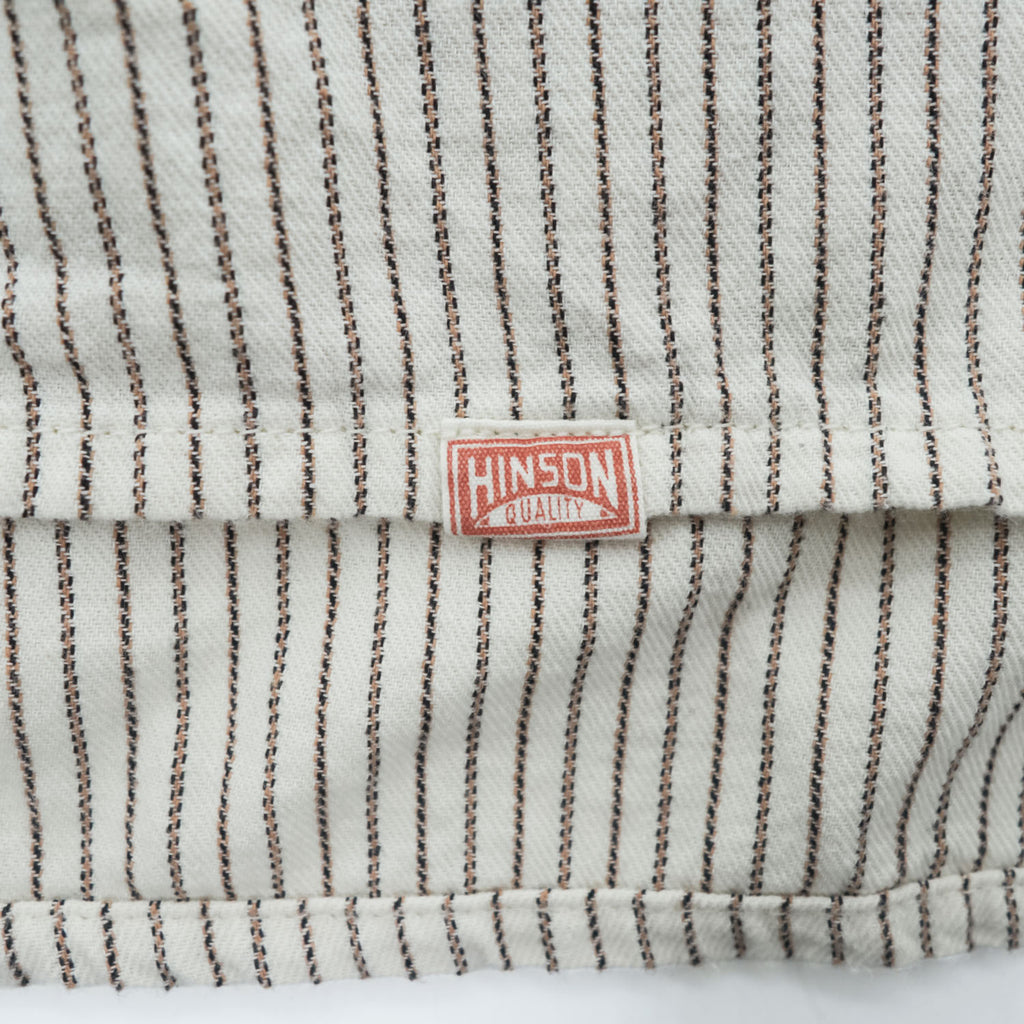 HINSON Quality Garments Band Collar Striped Short Sleeve Pullover Shirt Size M