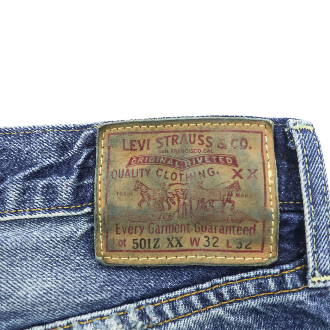 LEVI'S VINTAGE CLOTHING (LVC) Turkey-Made Denim Pants Jeans M Indigo Blue Vintage Wash Repaired Selvedge 501Z XX 1954 Model Reproduction Big E Red Tab 42TALON 50154-0076