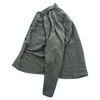 CLANE HOMME Rayon Linen Long Sleeve Shirt Charcoal Gray Flap Pocket Made in Japan Size 2 28108-1111
