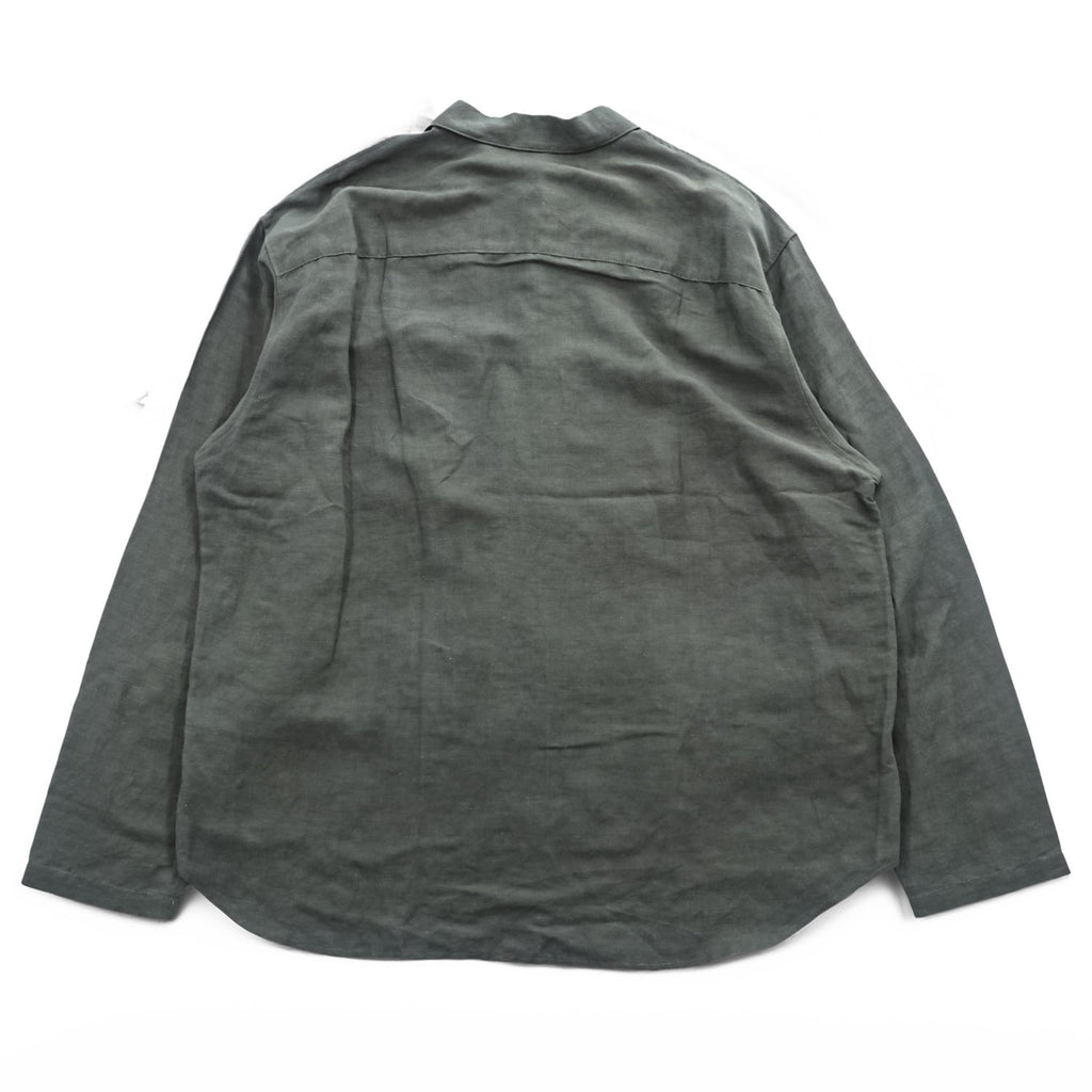 CLANE HOMME Rayon Linen Long Sleeve Shirt Charcoal Gray Flap Pocket Made in Japan Size 2 28108-1111
