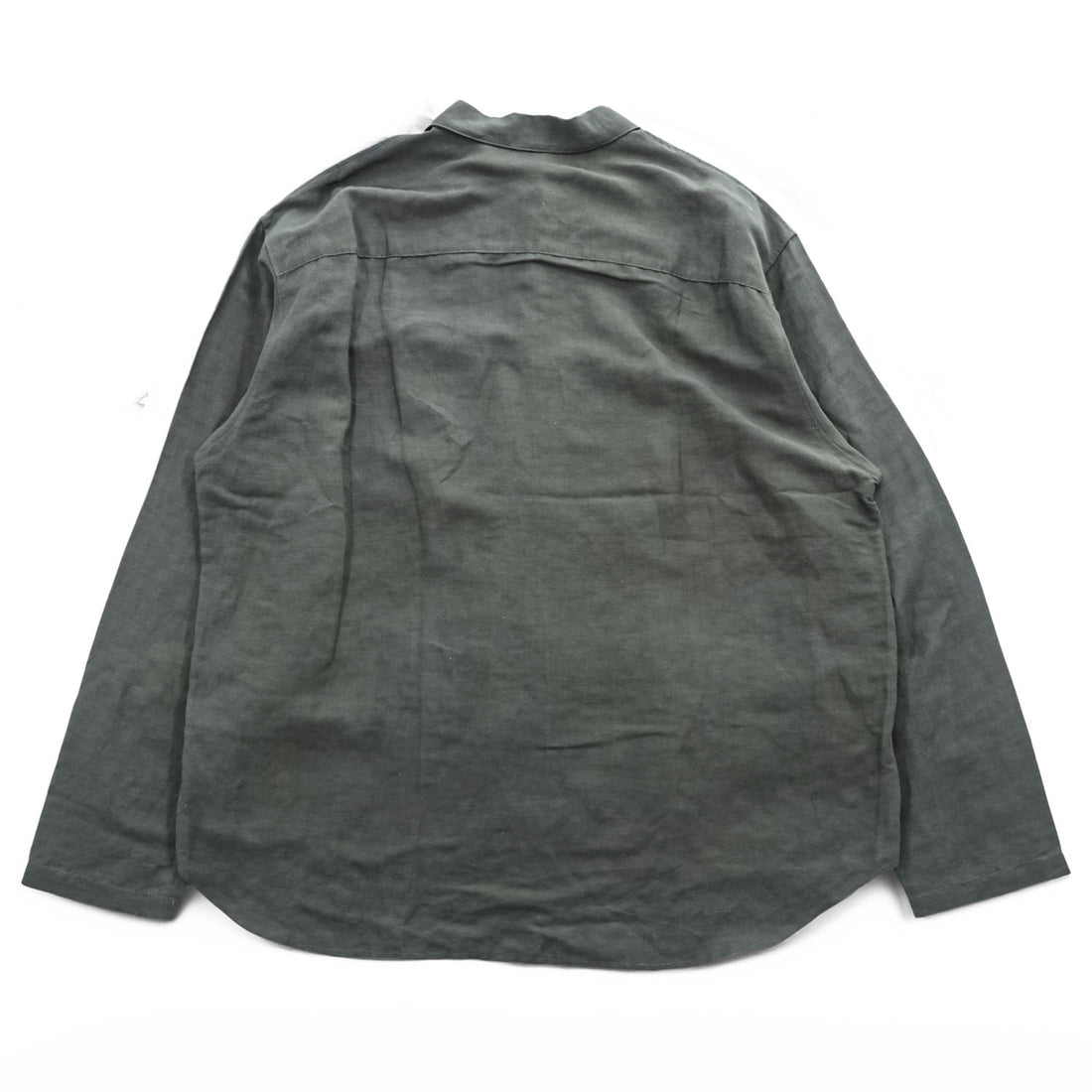 CLANE HOMME Rayon Linen Long Sleeve Shirt Charcoal Gray Flap Pocket Made in Japan Size 2 28108-1111