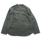 CLANE HOMME Rayon Linen Long Sleeve Shirt Charcoal Gray Flap Pocket Made in Japan Size 2 28108-1111