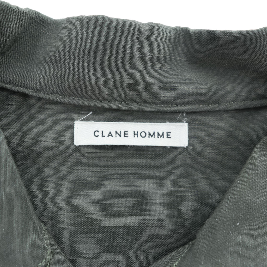 CLANE HOMME Rayon Linen Long Sleeve Shirt Charcoal Gray Flap Pocket Made in Japan Size 2 28108-1111