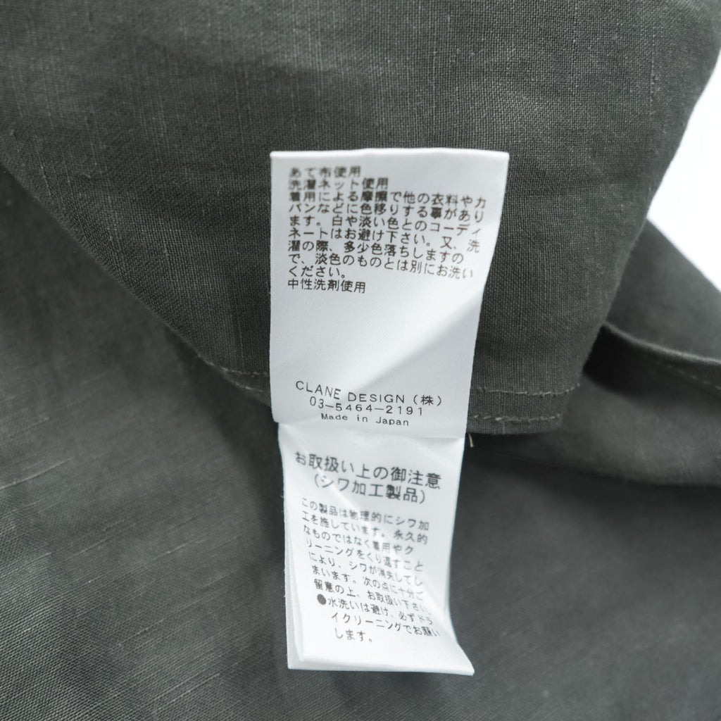 CLANE HOMME Rayon Linen Long Sleeve Shirt Charcoal Gray Flap Pocket Made in Japan Size 2 28108-1111