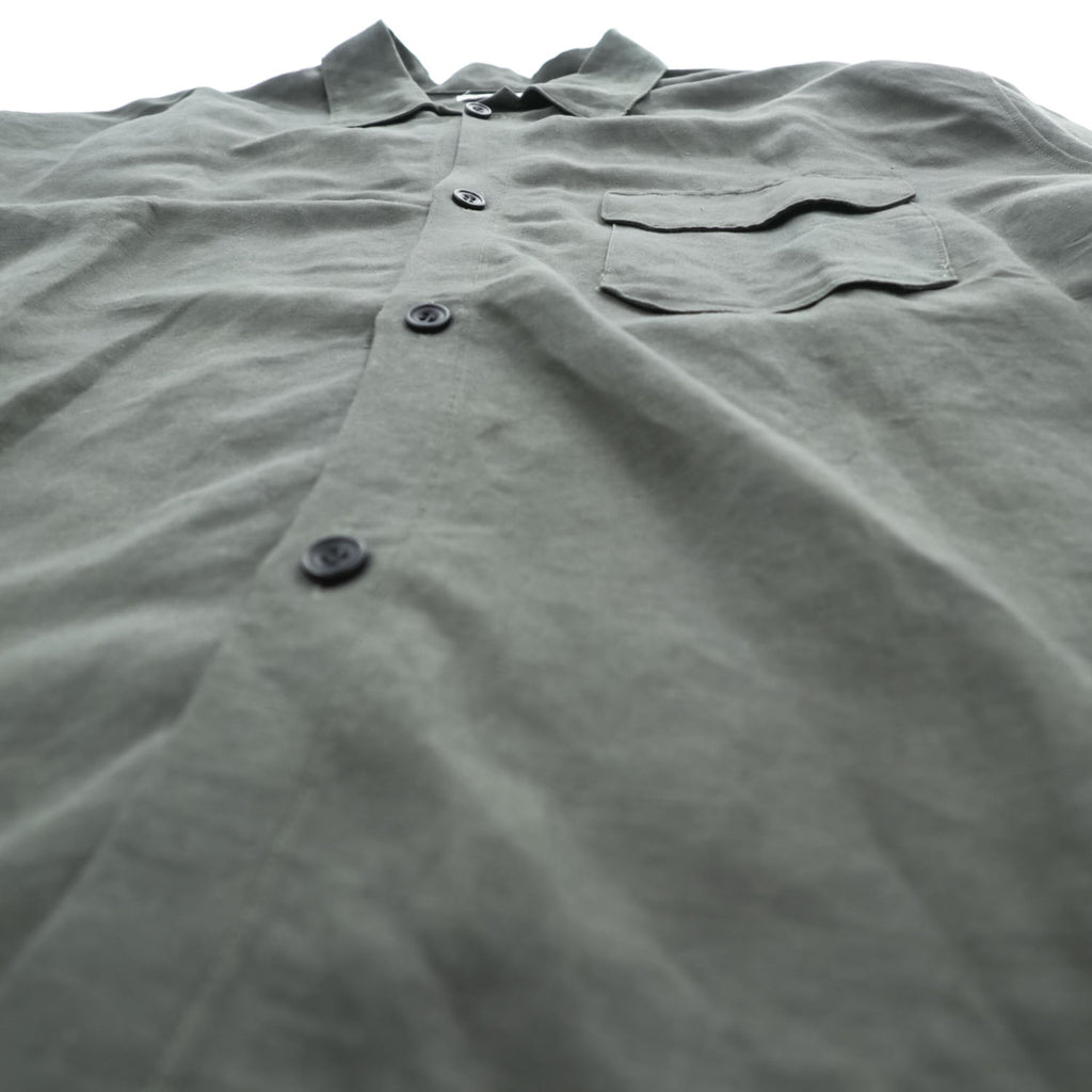 CLANE HOMME Rayon Linen Long Sleeve Shirt Charcoal Gray Flap Pocket Made in Japan Size 2 28108-1111