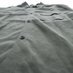 CLANE HOMME Rayon Linen Long Sleeve Shirt Charcoal Gray Flap Pocket Made in Japan Size 2 28108-1111
