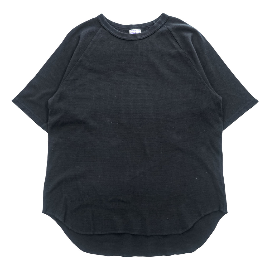 WALLA WALLA SPORT 日本製 半袖サーマル Tシャツ M ブラック 1/2 LOOSE BASEBALL TEE ラグラン ラウンドカット USA生地