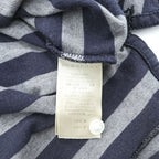 BURBERRY BRIT Embroidered Equestrian Knight Logo Striped Short Sleeve Polo Shirt Navy Gray Size M