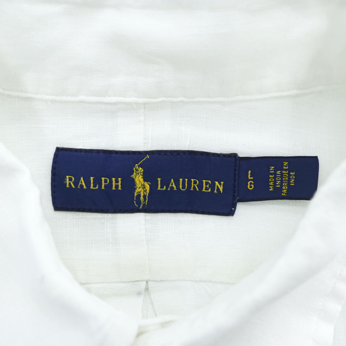 Ralph Lauren 長袖 リネン ボタンダウンシャツ L ホワイト 麻 スモールポニー ロゴ 刺繍