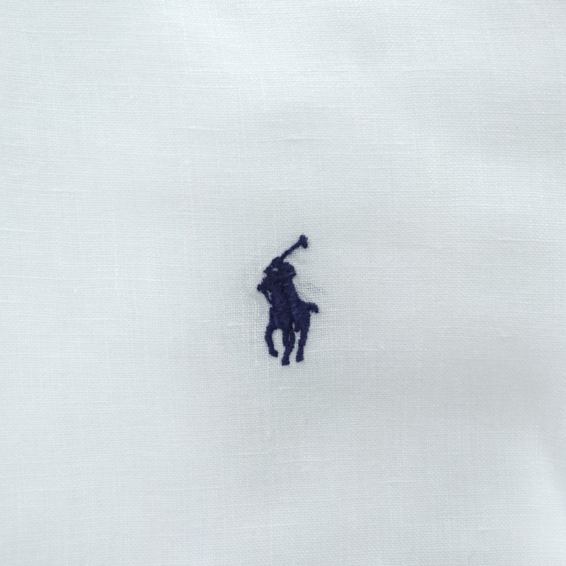 Ralph Lauren 長袖 リネン ボタンダウンシャツ L ホワイト 麻 スモールポニー ロゴ 刺繍