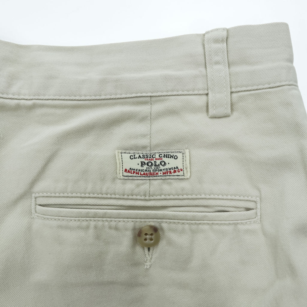 Polo Ralph Lauren 90s Vintage Chino Pants, Size L, Beige, Wide Leg, 2-Tuck Pleats, Double Cuffs, Hammond Pant, Unused.