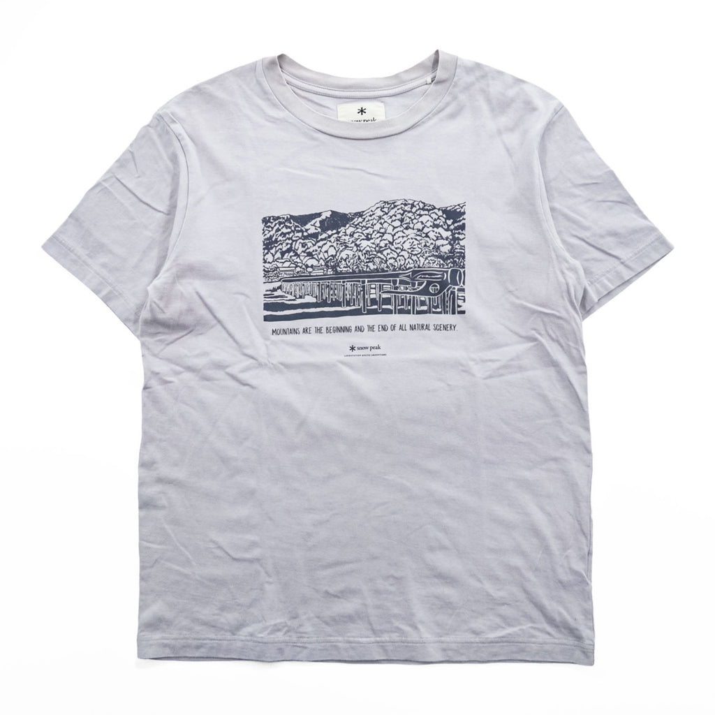Snow Peak Land Station Kyoto Arashiyama Graphic T-Shirt TS-20SU805 Light Gray Made in Japan Size L