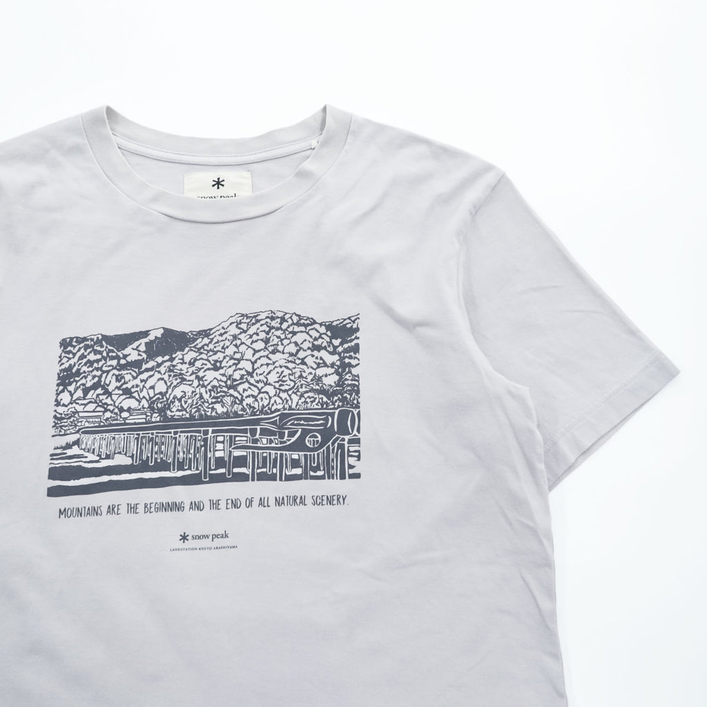 Snow Peak Land Station Kyoto Arashiyama Graphic T-Shirt TS-20SU805 Light Gray Made in Japan Size L