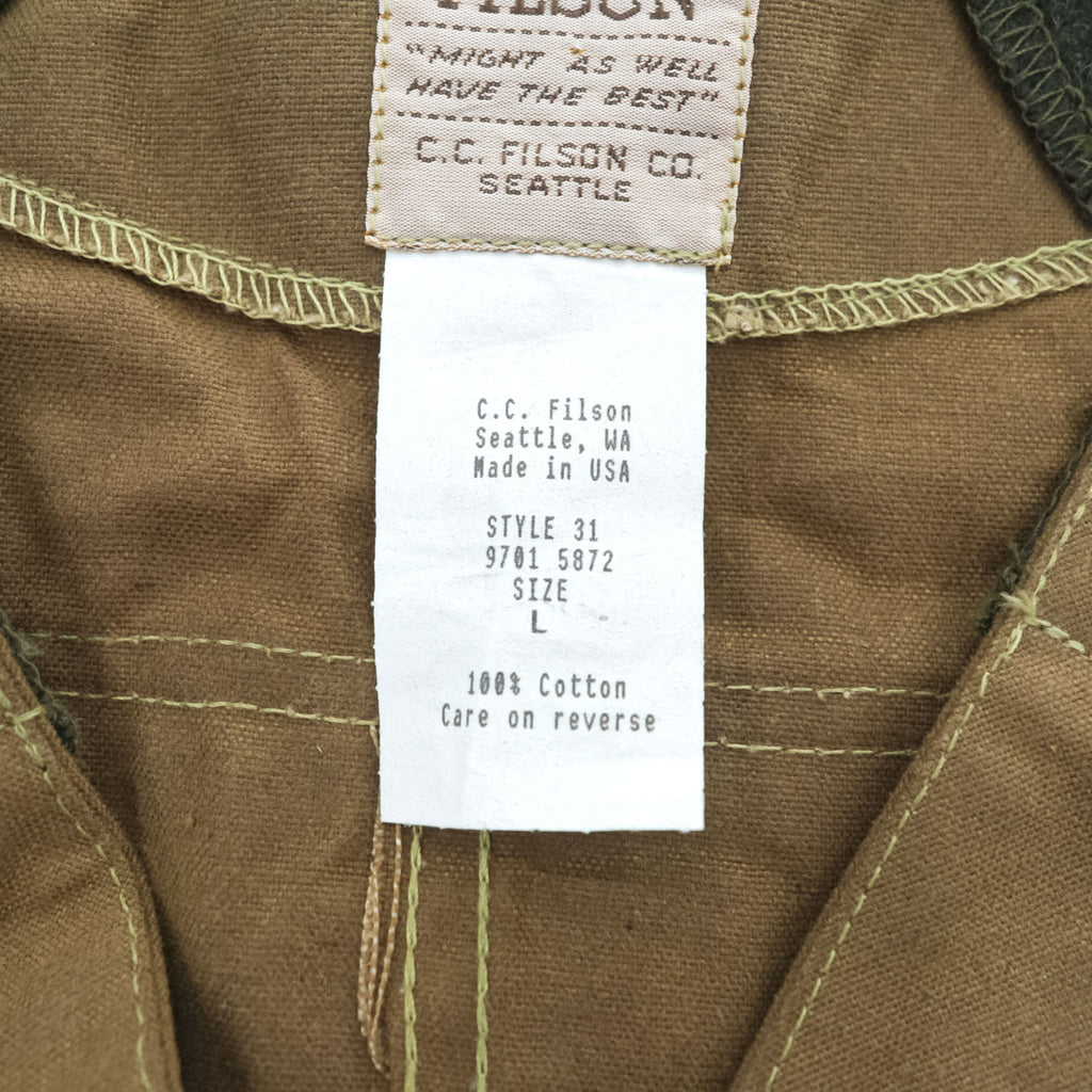 FILSON 90年代 USA製 ハンティング ベスト L ブラウン STYLE 31 ハーフムーン オイルドコットン ヴィンテージ デッドストック