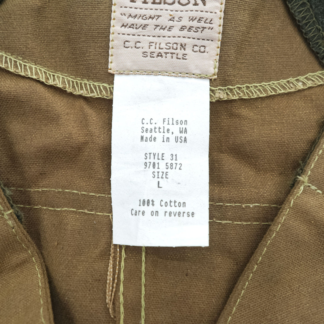 FILSON 90年代 USA製 ハンティング ベスト L ブラウン STYLE 31 ハーフムーン オイルドコットン ヴィンテージ デッドストック