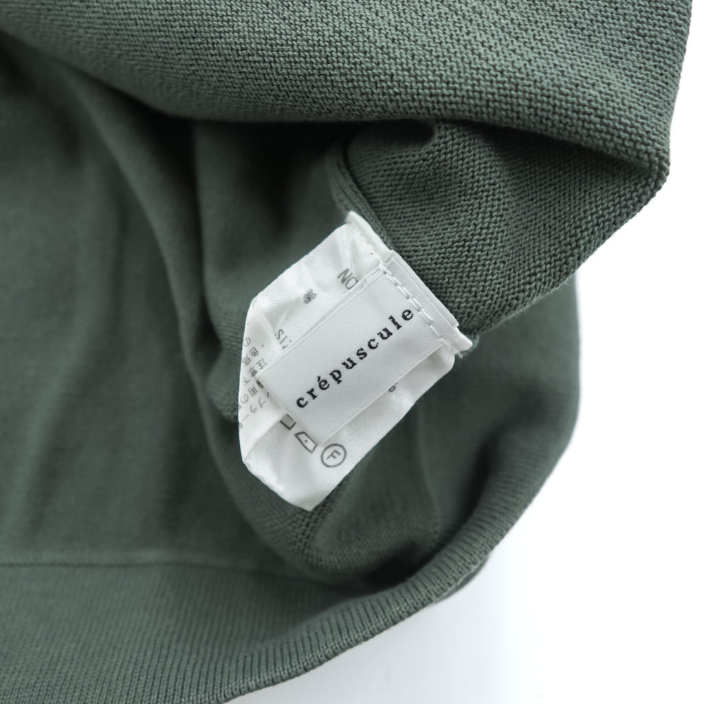 crepuscule 日本製 コットン 半袖ニット Pocket Knit S/S M カーキ グリーン 胸ポケット 1701-010