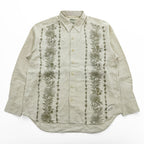 Tommy Bahama リネン100% 長袖シャツ XL ベージュ 麻 ボタニカル柄 RELAX