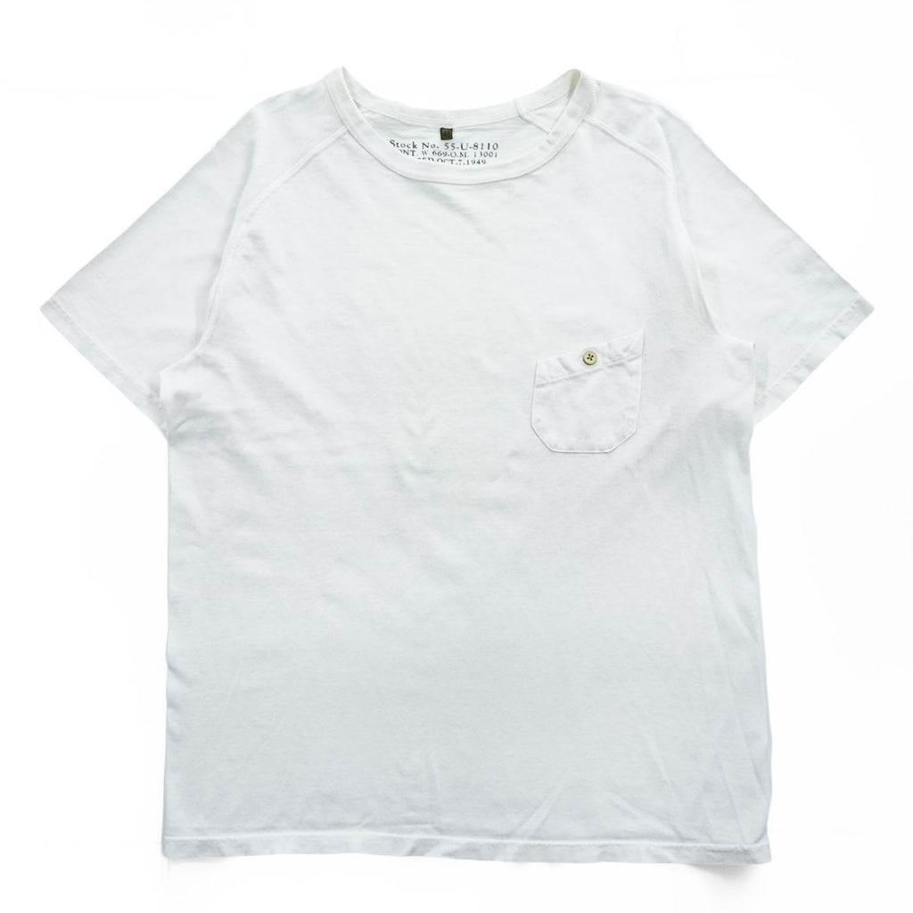 Nigel Cabourn ポケット Tシャツ M ホワイト ラグランスリーブ ボタン付き胸ポケット 55-U-8110